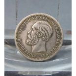 NORWEGISCHE SILBER - MÜNZE von 1904: 50 Öre / silver coin, 600er Silber (5 g), Porträt Oscar II nach