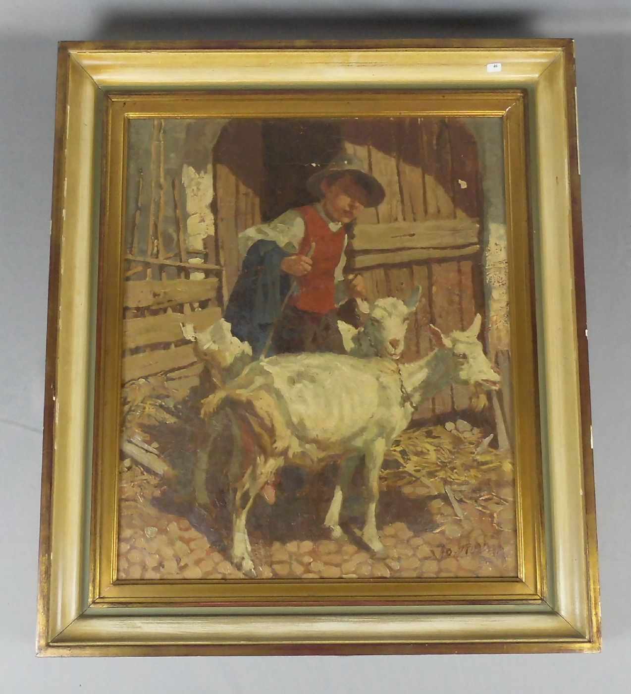 STRAHN, PETER JOSEF (Düren 1904-1997 Düsseldorf), Gemälde / painting: "Ziegenhirte", Öl auf Leinwand