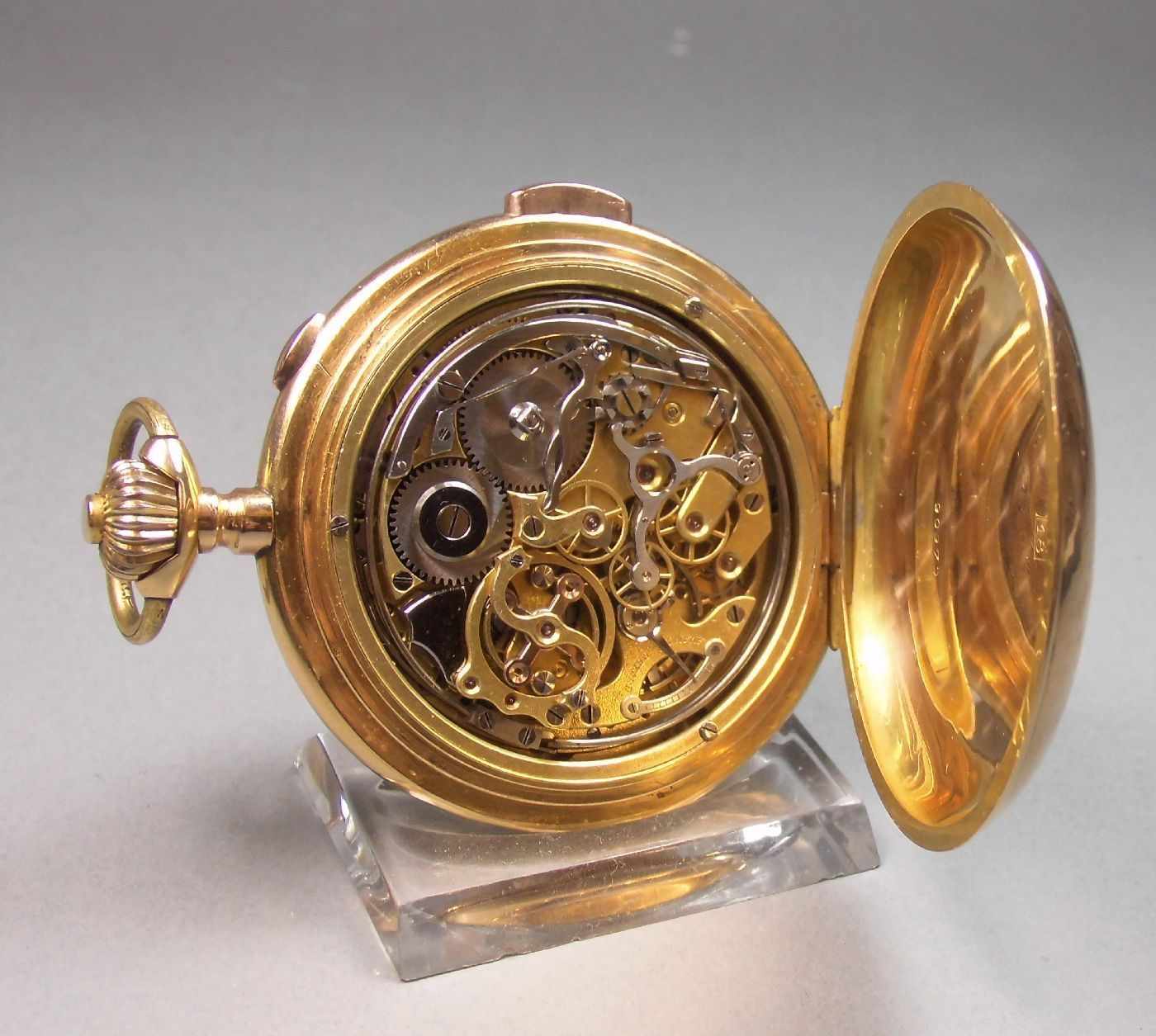 GROSSE GOLD - SAVONETTE, Minutenrepetition mit Chronograf, Taschenuhr / pocket watch, Schweiz, 1888, - Image 4 of 7