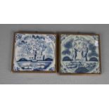 2 DELFTER FLIESEN / BIBELFLIESEN / delft bible tiles,19. Jh./ 20. Jh., Delfter Keramik / Fayence,