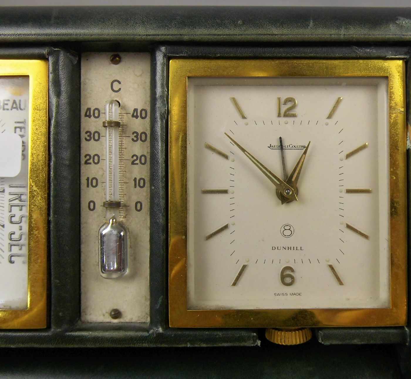 JAEGER LECOULTRE REISE - UHR MIT BAROMETER UND THERMOMETER, Schweiz, 1940er Jahre, in grüner, klapp- - Image 4 of 11