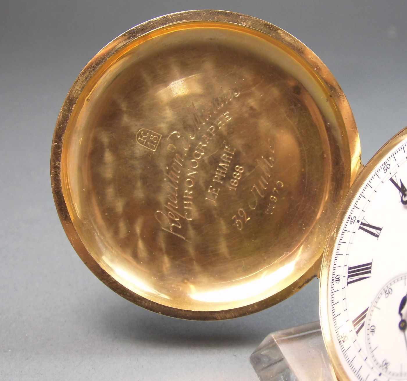 GROSSE GOLD - SAVONETTE, Minutenrepetition mit Chronograf, Taschenuhr / pocket watch, Schweiz, 1888, - Image 3 of 7