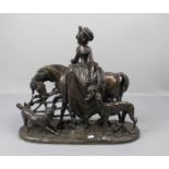 ANONYUMUS (Bildhauer des 19./20. Jh.), Skulptur / sculpture: "Rückkehr von der Jagd", Bronze,