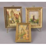 3 MINIATUREN: 1) Aquarell: "Paris-Vedute mit Sacre Coeur", revers auf dem Rückseitenschutz