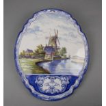 WANDPLAKETTE / WANDAPPLIK / delft wall plate, Delfter Fayence, unterglasurblau gemarkt, wohl