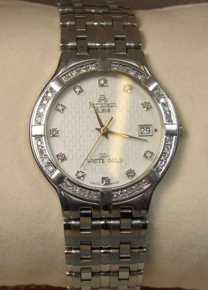 ARMBANDUHR/ wristwatch, 1990er Jahre, Manufaktur "Romanson" / Seoul, Schweizer Quartzwerk, bez. "