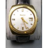 VINTAGE BULOVA AUTOMATIC - HERRENARMBANDUHR / wristwatch, Gehäuse aus vergoldetem Edelstahl in