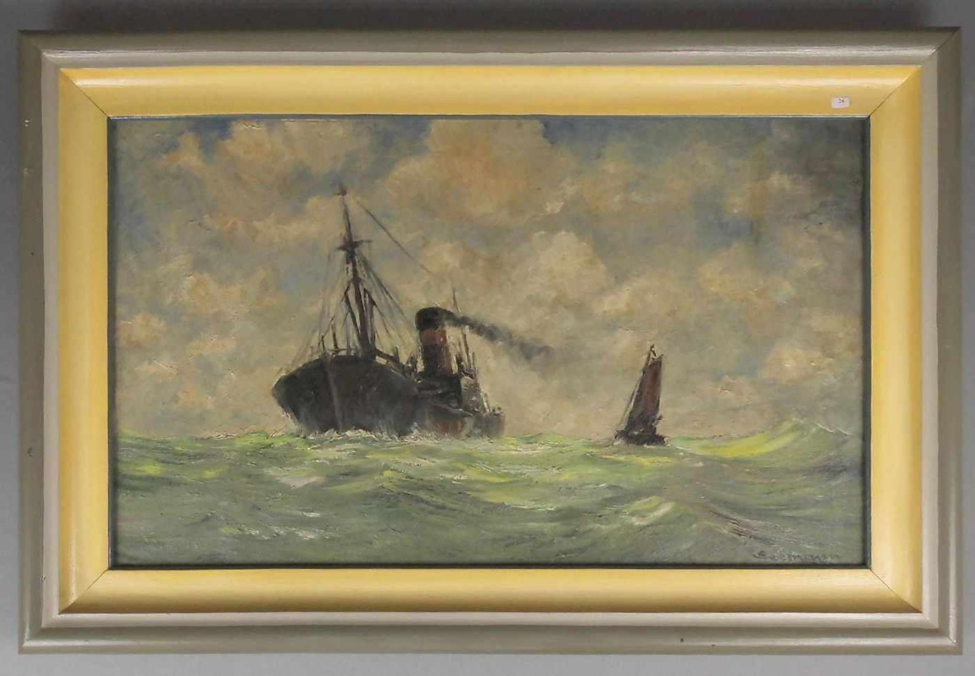 SEEMANN, RUDOLF (Frankfurt / Oder 1906-1977 Rheine), Gemälde / painting: "Seestück mit Dampfer und