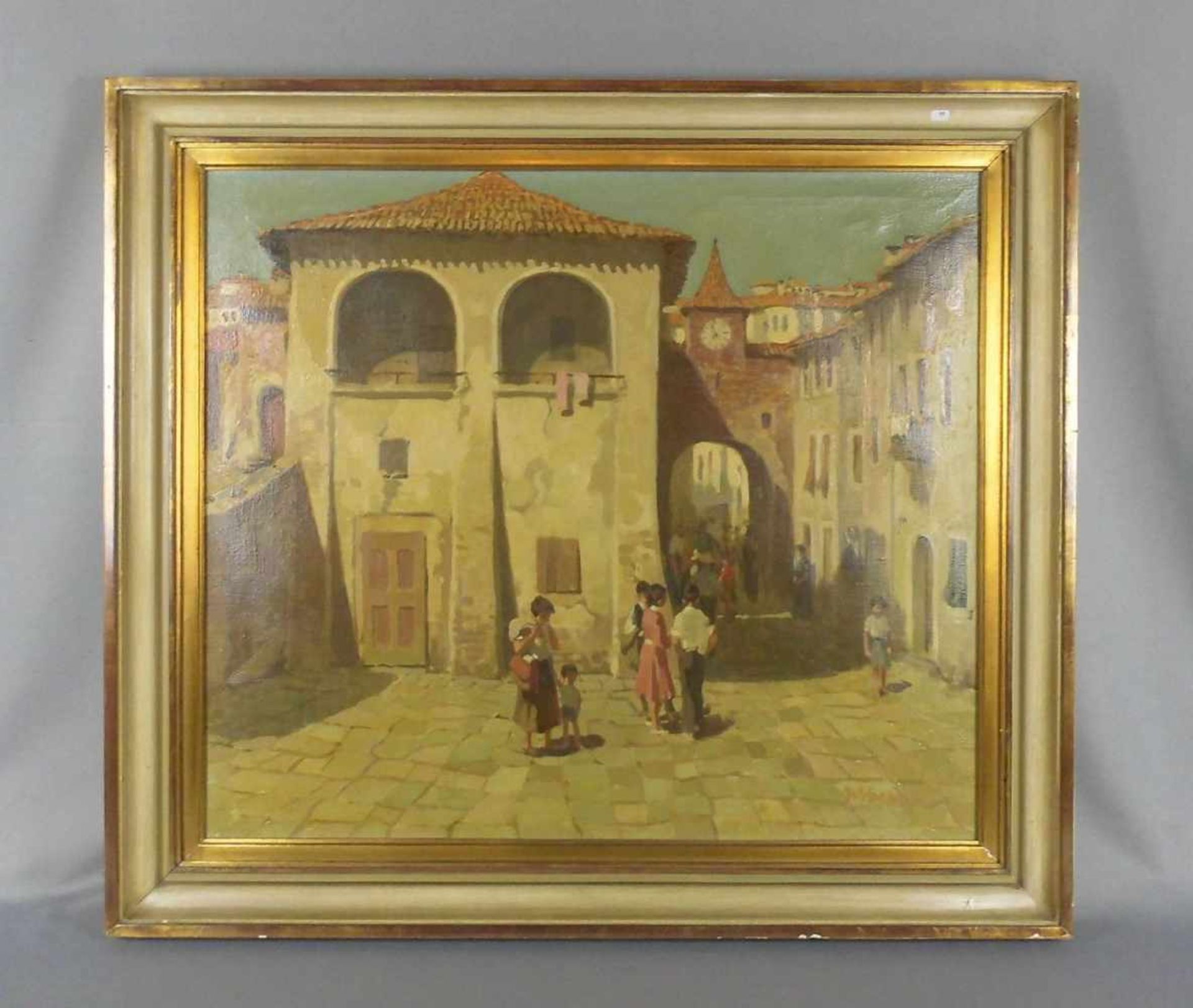 STRAHN, PETER JOSEF (Düren 1904-1997 Düsseldorf), Gemälde / painting: "Mediterraner Platz mit