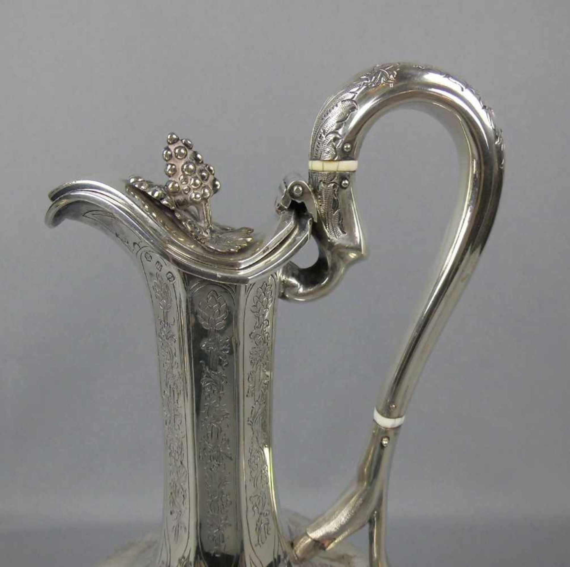 PRÄCHTIGE KARAFFE / WEINKARAFFE / jug, Sterlingsilber (860 g), England, Edinburgh, 1844, - Bild 2 aus 10