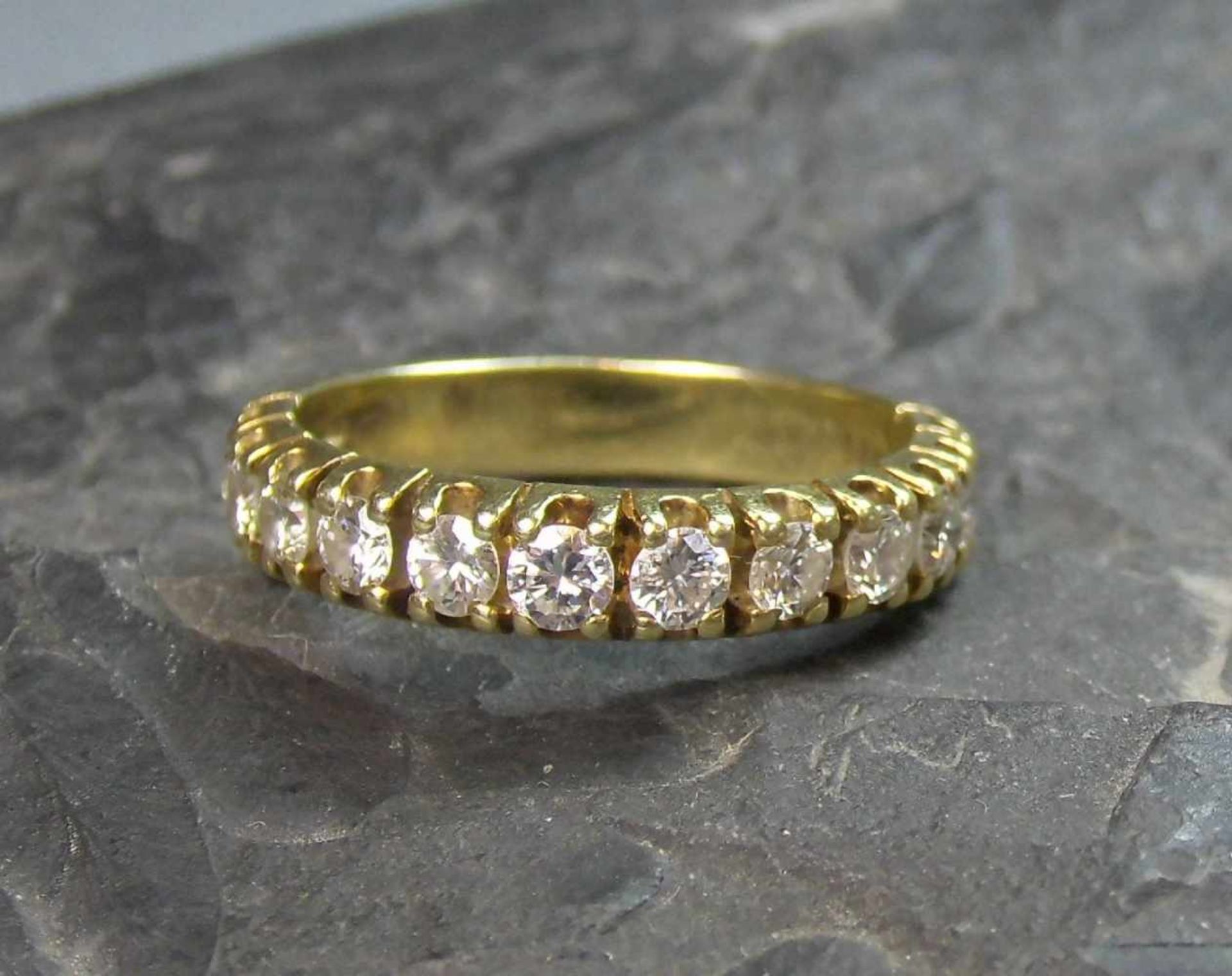 HALB - MEMORY - RING, 585er Gelbgold (4,3 g), besetzt mit 12 Brillanten von je 0,05 ct.; Ring-Gr. - Bild 2 aus 4