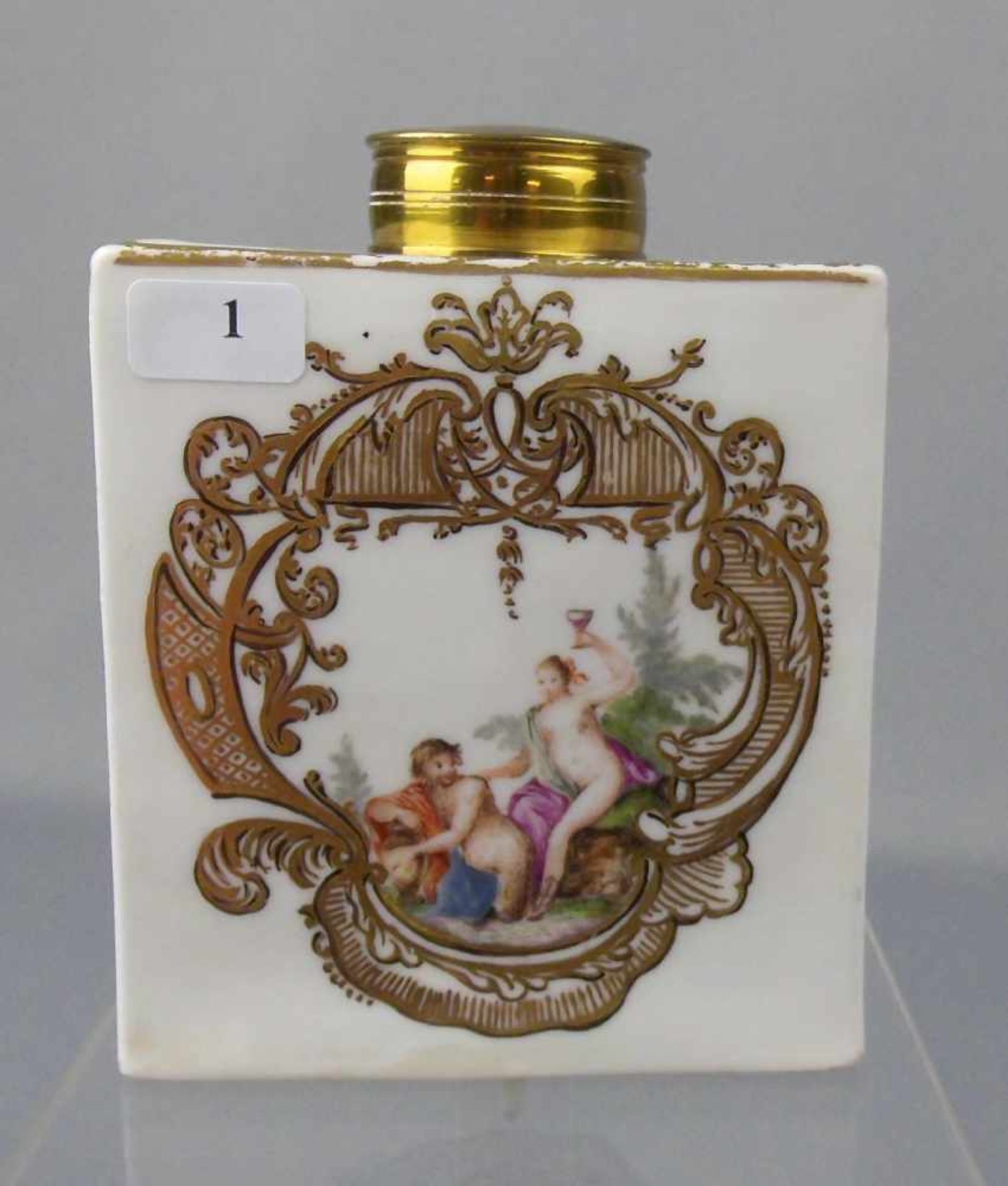 TEEDOSE / tea caddy, Porzellan, Manufaktur Meissen, um 1730, erste Wahl. Rechteckiger Korpus mit - Bild 4 aus 9