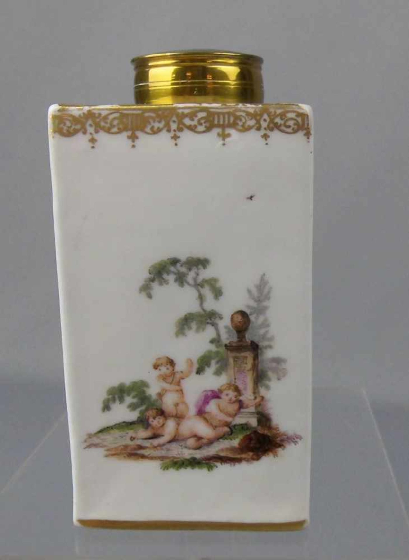 TEEDOSE / tea caddy, Porzellan, Manufaktur Meissen, um 1730, erste Wahl. Rechteckiger Korpus mit - Bild 5 aus 9