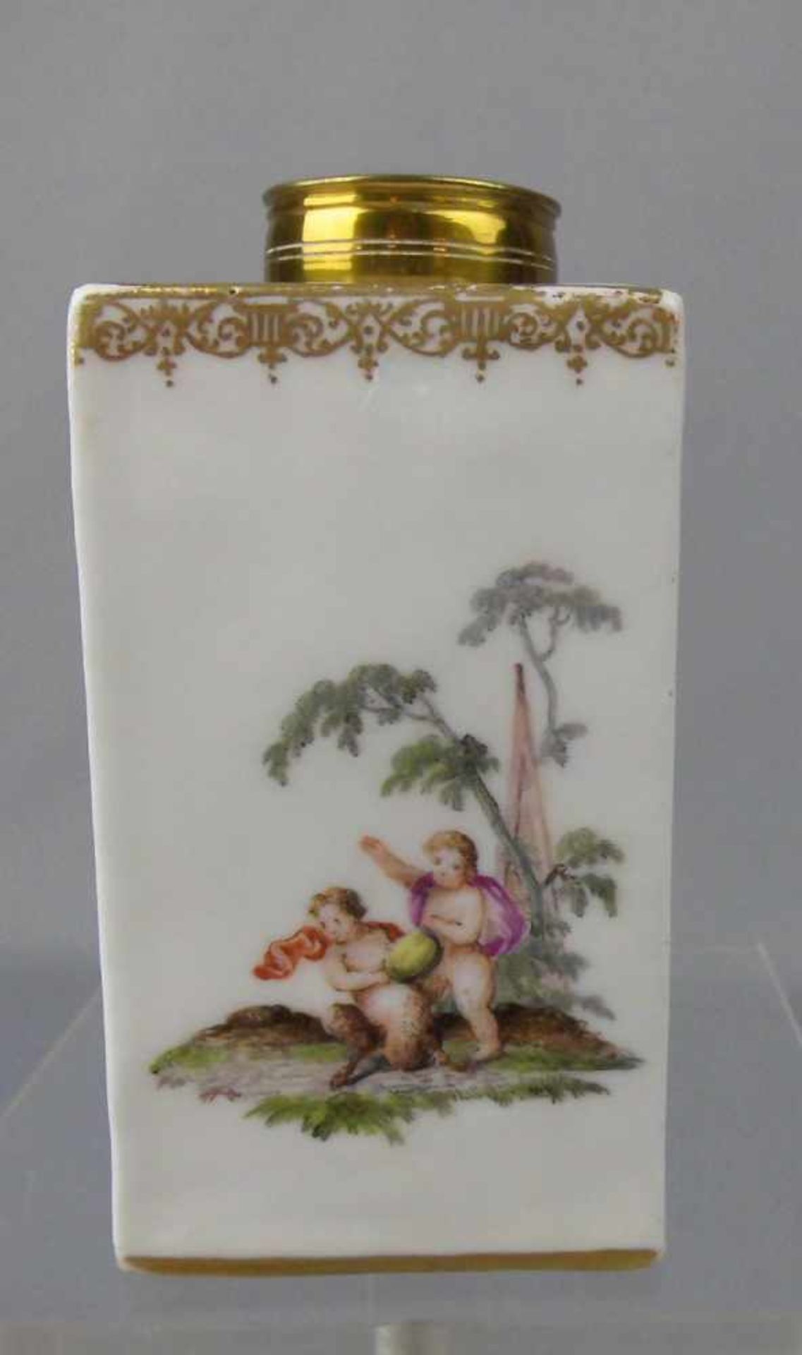 TEEDOSE / tea caddy, Porzellan, Manufaktur Meissen, um 1730, erste Wahl. Rechteckiger Korpus mit - Bild 3 aus 9