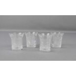 4 LALIQUE - SCHNAPSGLÄSER / LIKÖRGLÄSER "ENFANTS"/ liquor shot glasses, Kristallglas, partiell