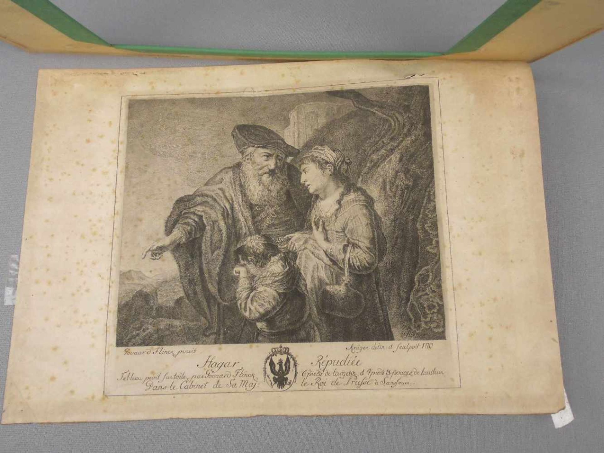 KUPFERSTICH: "Hagar Répudiée" (Verstoßung der Hagar), nach einem Gemälde von Govaerd Flinck (1615- - Image 3 of 4