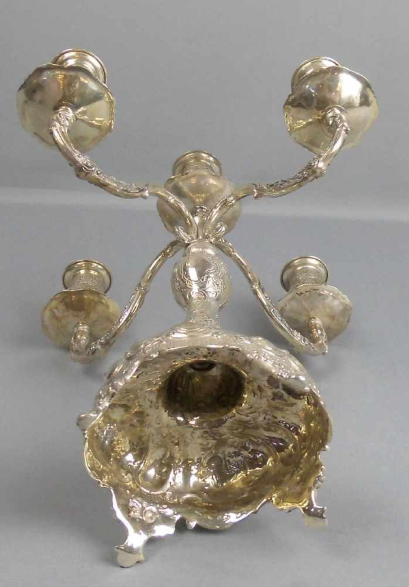 FÜNFFLAMMIGER KANDELANBER / KERZENSTÄNDER / candelabra, 800er Silber (1192 g), deutsch, gepunzt - Bild 5 aus 6