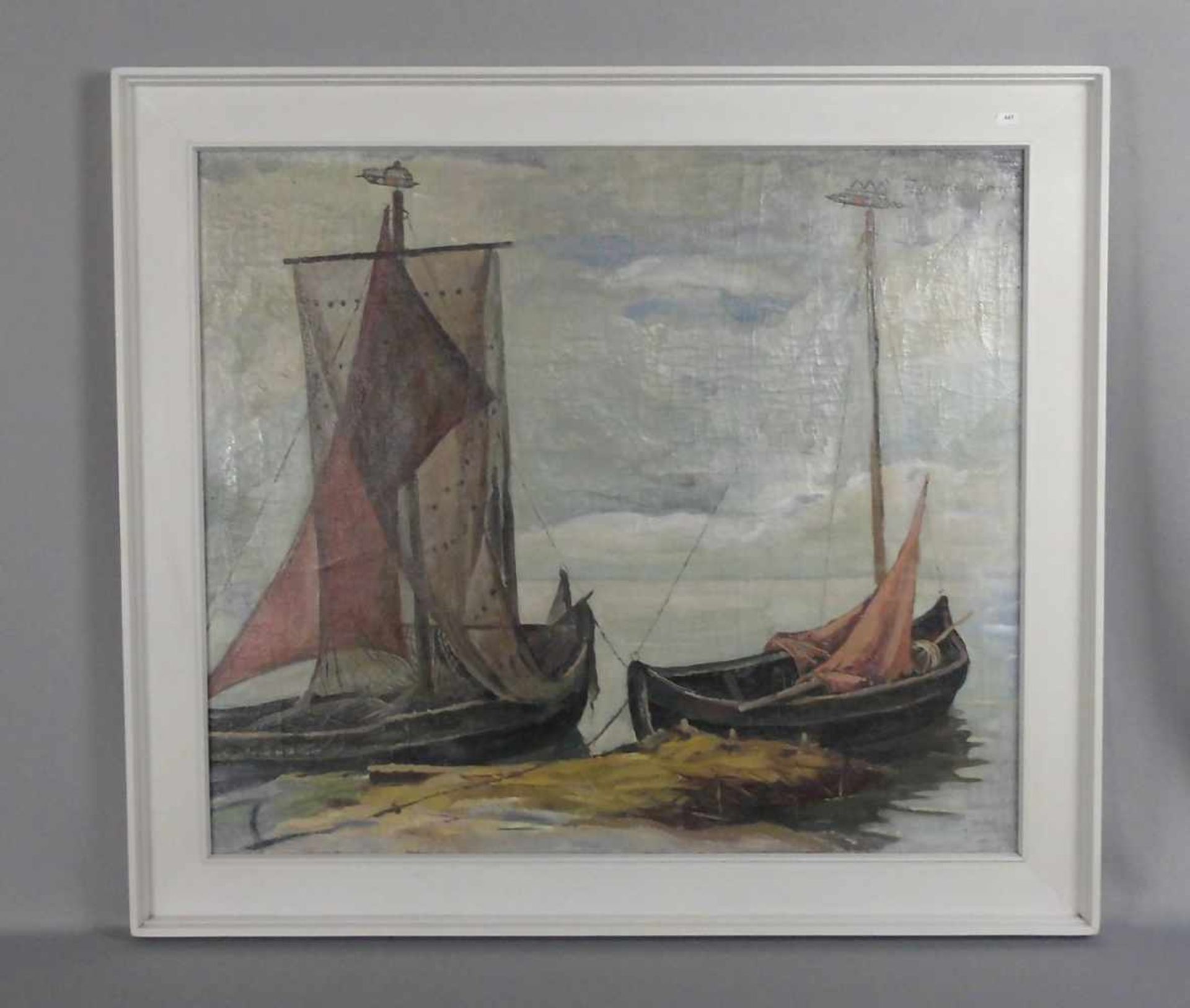 ZIMMMERMANN, L. (19./20. Jh.), Gemälde / painting: "Küste mit Fischerbooten", Mitte 20. Jh.; Öl