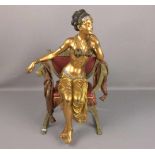 CESARO (20./21. Jh.), Skulptur / sculpture: "Sitzende Odaliske", Bronze, zweiteilig, polychrom und