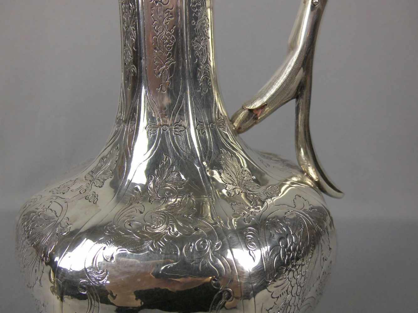 PRÄCHTIGE KARAFFE / WEINKARAFFE / jug, Sterlingsilber (860 g), England, Edinburgh, 1844, - Image 3 of 10