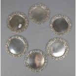 6 UNTERSETZER / KLEINE TELLERCHEN / six silver coaster, 835er Silber (insg. 266,10 g), deutsch,
