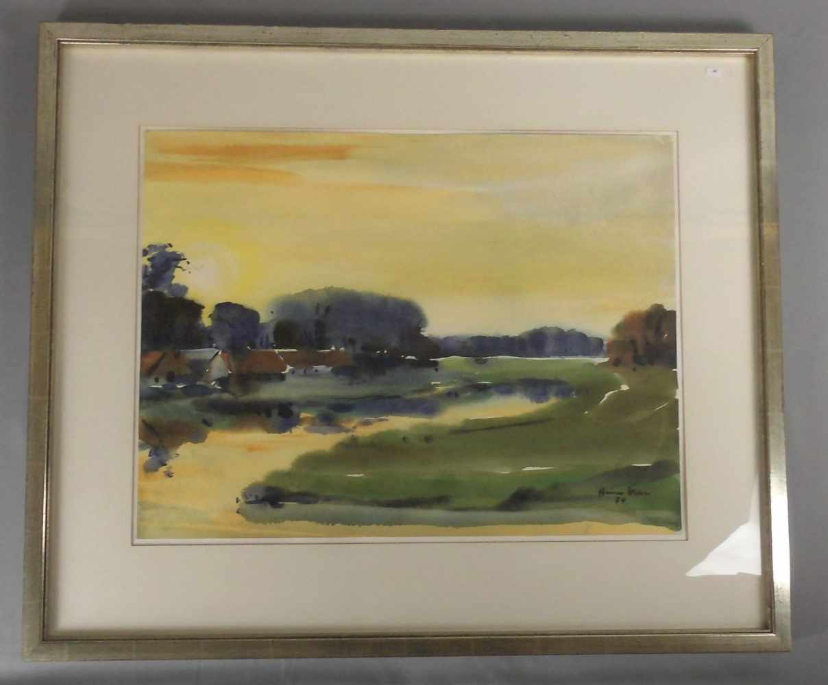 NASS, HEIN (Meppen 1903-1985 Rheine), Aquarell auf Bütten / watercolour: "Emslandschaft", u. r.