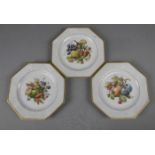 3 OBSTTELLER / fruit plates, um 1920, Porzellan, unterglasurgrün gemarkt, Manufaktur Rosenthal /
