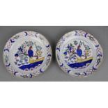 PAAR DELFTER TELLER / Wandteller / pair of plates, Holland, Delfter Fayence / Keramik, polychrom