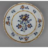 GROSSER DELFTER TELLER / delftware plate, Delfter Fayence / Keramik, ungemarkt, polychrom