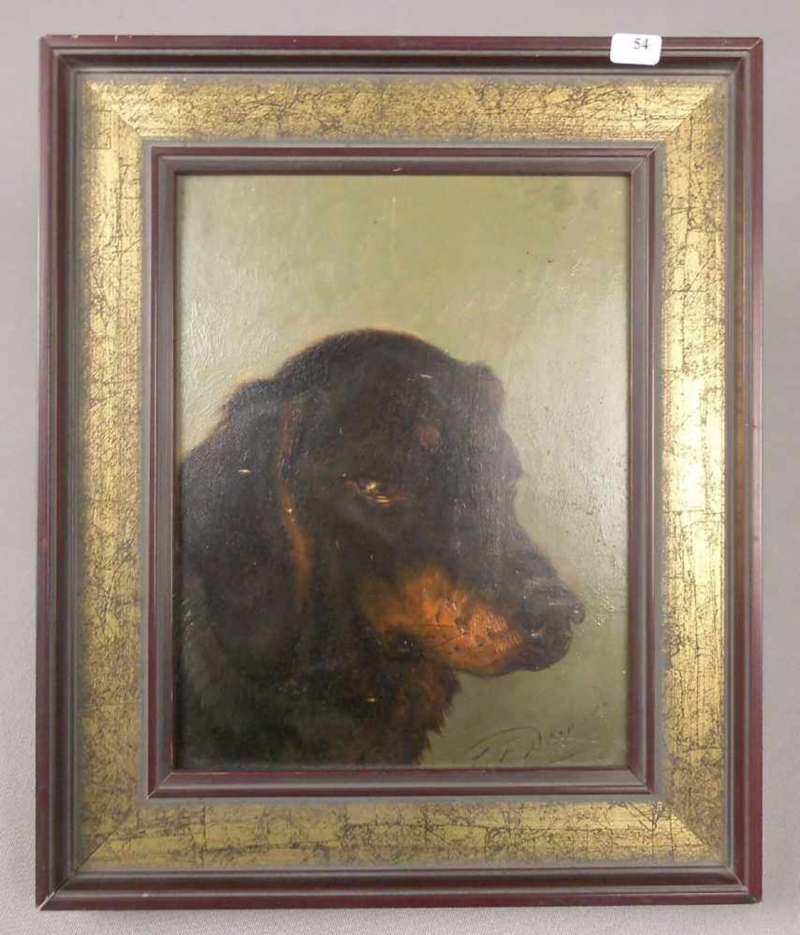 DEIKER, CARL FRIEDRICH (Wetzlar 1836-1892 Düsseldorf), Gemälde / painting: "Hunde - Bildnis", Öl auf