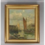 BERGEN, CLAUS (Stuttgart 1885-1964 Lenggries), Gemälde / painting: "Hafenszene", Öl auf