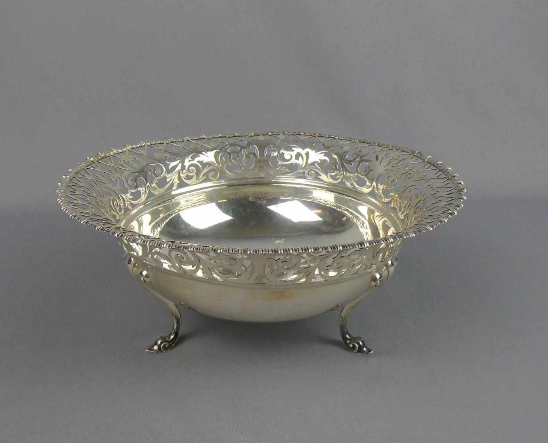 KORBSCHALE / silver bowl, 925er Silber (572 g), England, Sheffield, 1912, Meistermarke "James