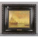 OWEN, SAMUEL (1768-1857), Gemälde / painting: "Seestück mit Segelschiffen und Ruderboot", Öl auf