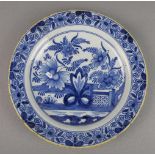 GROSSER TELLER / big delftware plate, 2. H. 19. Jh., Delfter Fayence / Keramik, unterglasurblau