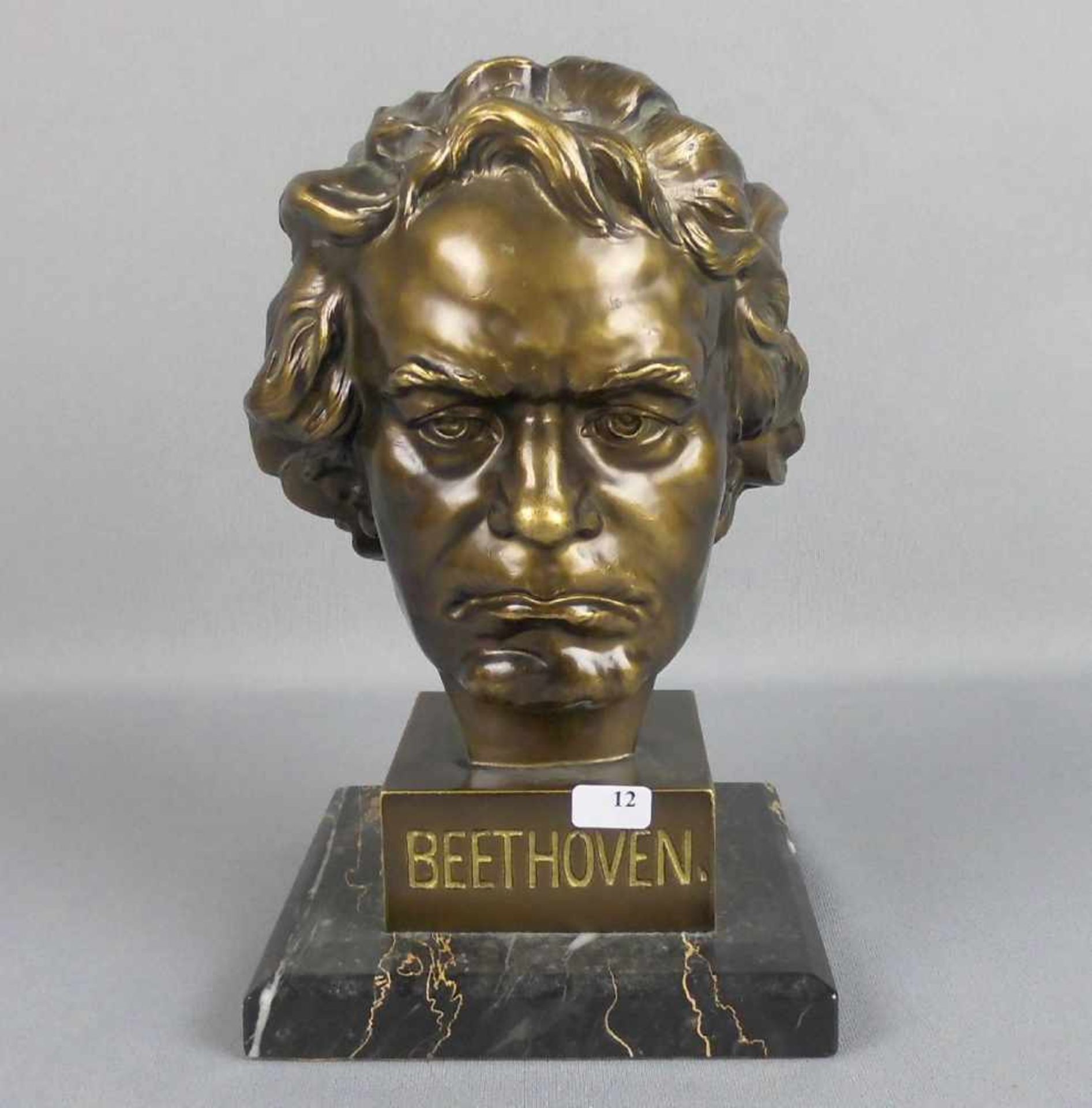 ANONYMUS (20 Jh.), Skulptur / sculpture : "BEETHOVEN", 20. Jh., bronzierter Zinkspritzguss.