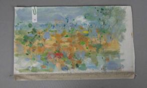 DEBBÉ, A. (20. Jh.), Gemälde / painting: "Abstrahierte Landschaft", Öl auf Leinwand, u. r.