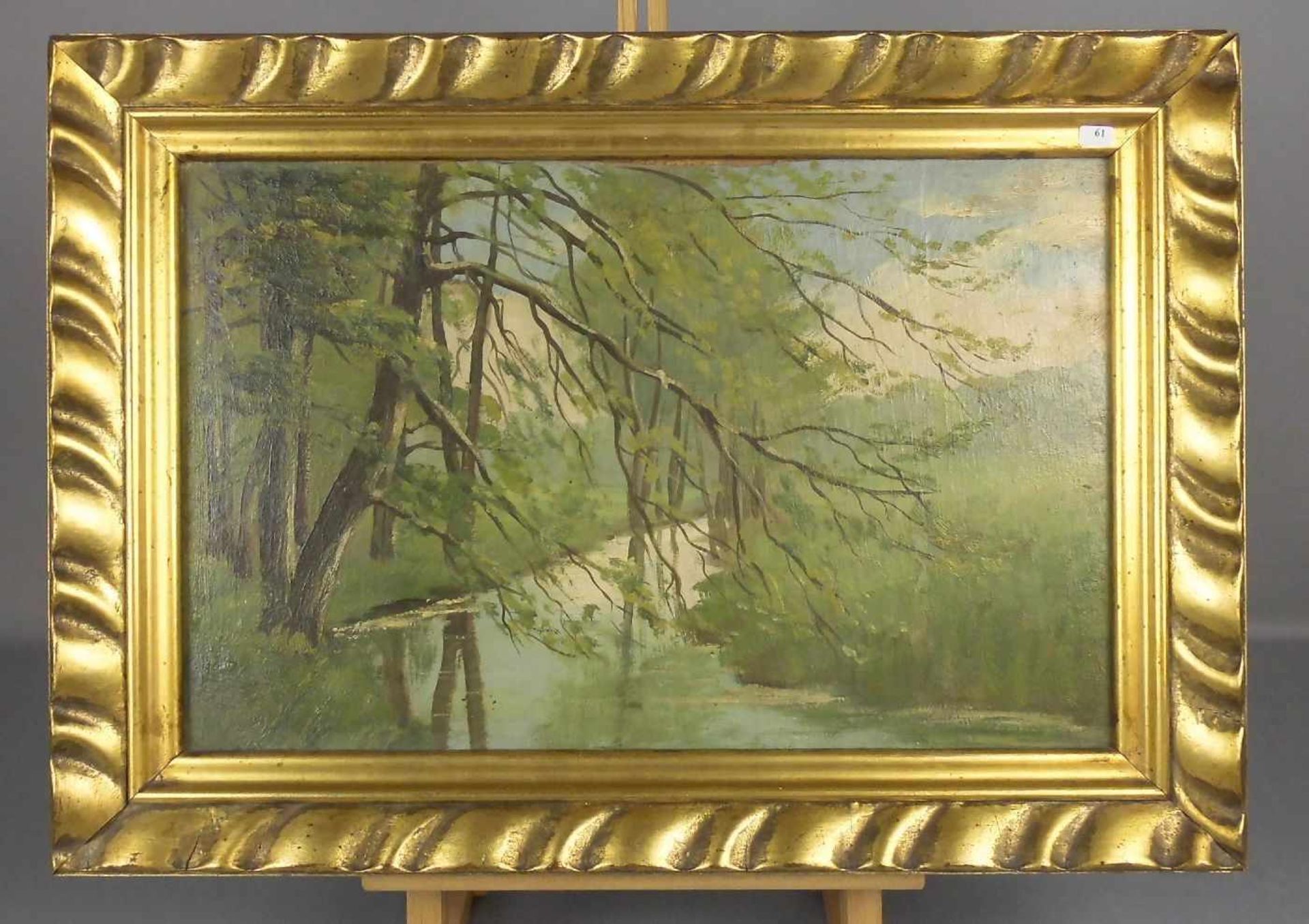 ANONYUMUS (dt. Maler des 19./20. Jh.), Gemälde / painting: "Frühlingslandschaft mit Flusslauf", Öl