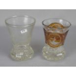 2 RANFTBECHER / FREUNDSCHAFTSBECHER / two glasses, Biedermeier, Böhmen, farbloses, teils