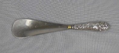 SCHUHLÖFFEL / shoespoon, 925er Sterlingsilber und Metall, England, Birmingham, um 1900,