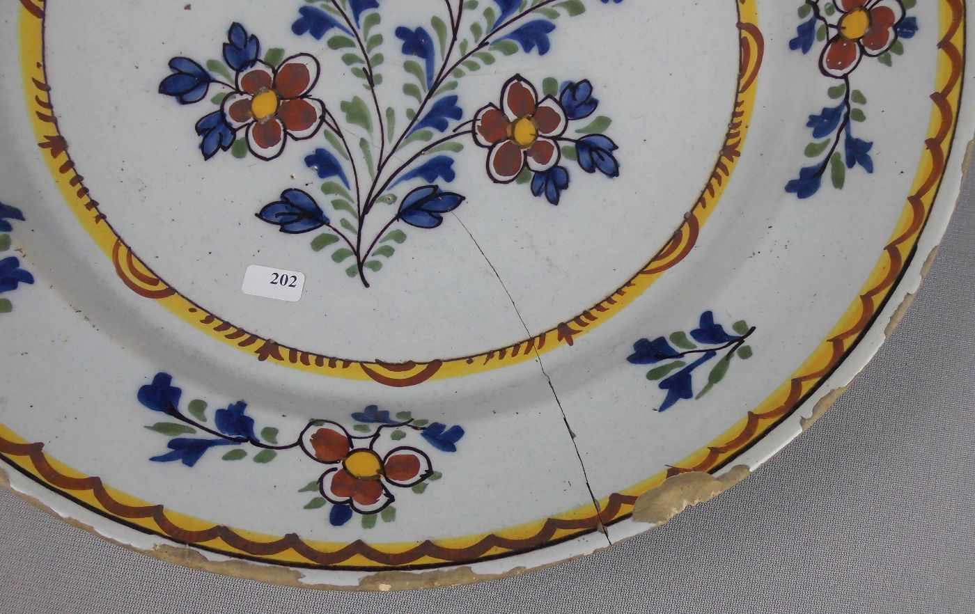 GROSSER DELFTER TELLER / delftware plate, Delfter Fayence / Keramik, ungemarkt, polychrom - Image 2 of 4