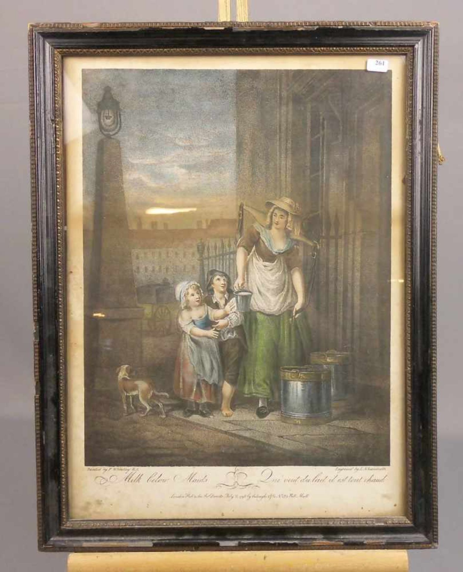 WHEATLEY, FRANCIS (1747-1801), handkolorierter Stahlstich / steel engraving: "Die Milchmagd / Milk