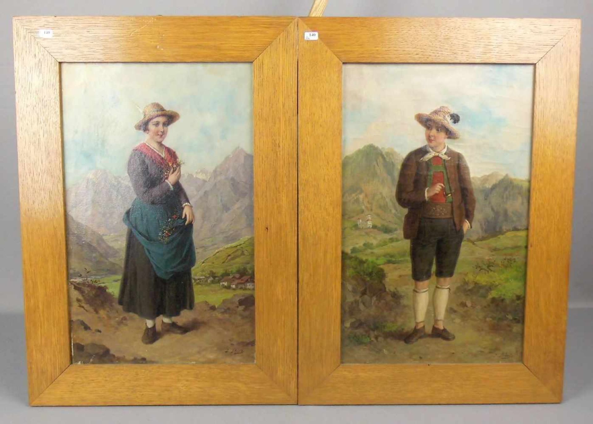 BÜCHE, JOSEF (Wien 1848-1917 Linz-Urfahr), Paar Gemälde / paintings, als Pendants gearbeitet: "