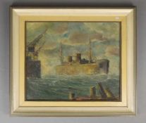 SEEMANN, RUDOLF (Frankfurt / Oder 1906-1977 Rheine), Gemälde / painting: "Hamburger Hafen", Öl auf