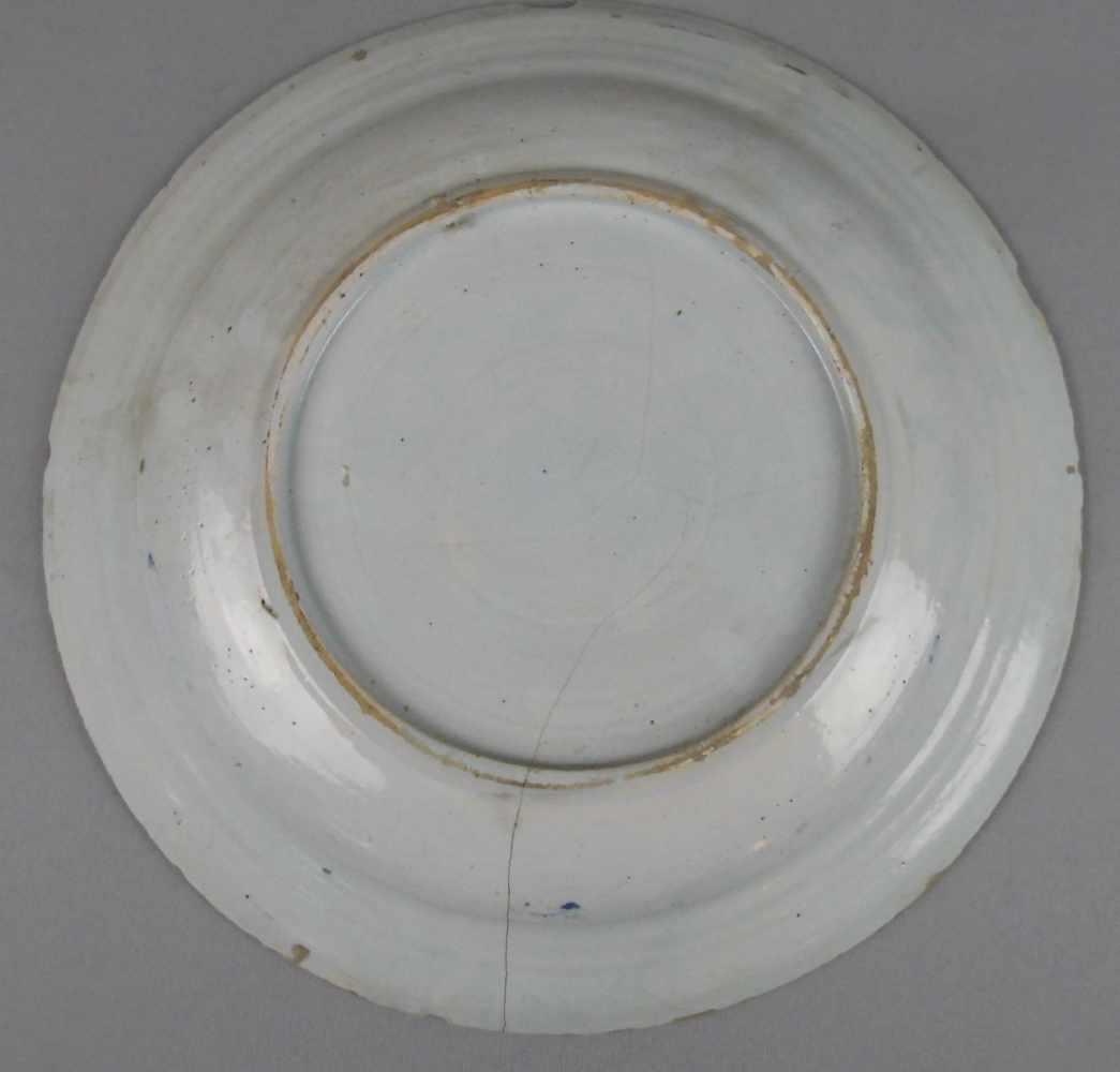 GROSSER DELFTER TELLER / delftware plate, Delfter Fayence / Keramik, ungemarkt, polychrom - Image 3 of 4