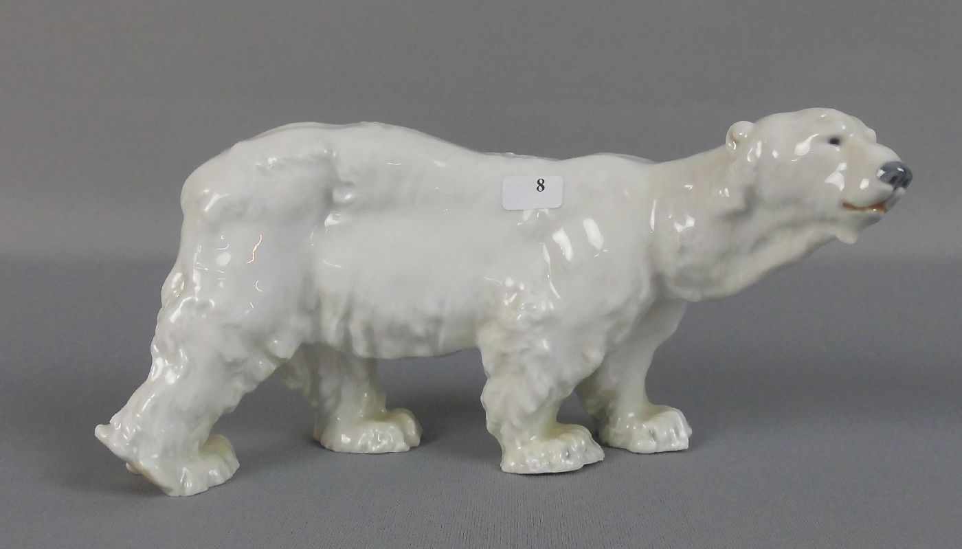 PORZELLANFIGUR "EIS - BÄR / LAUFENDER EISBÄR", Manufaktur Meissen, unterglasurblaue