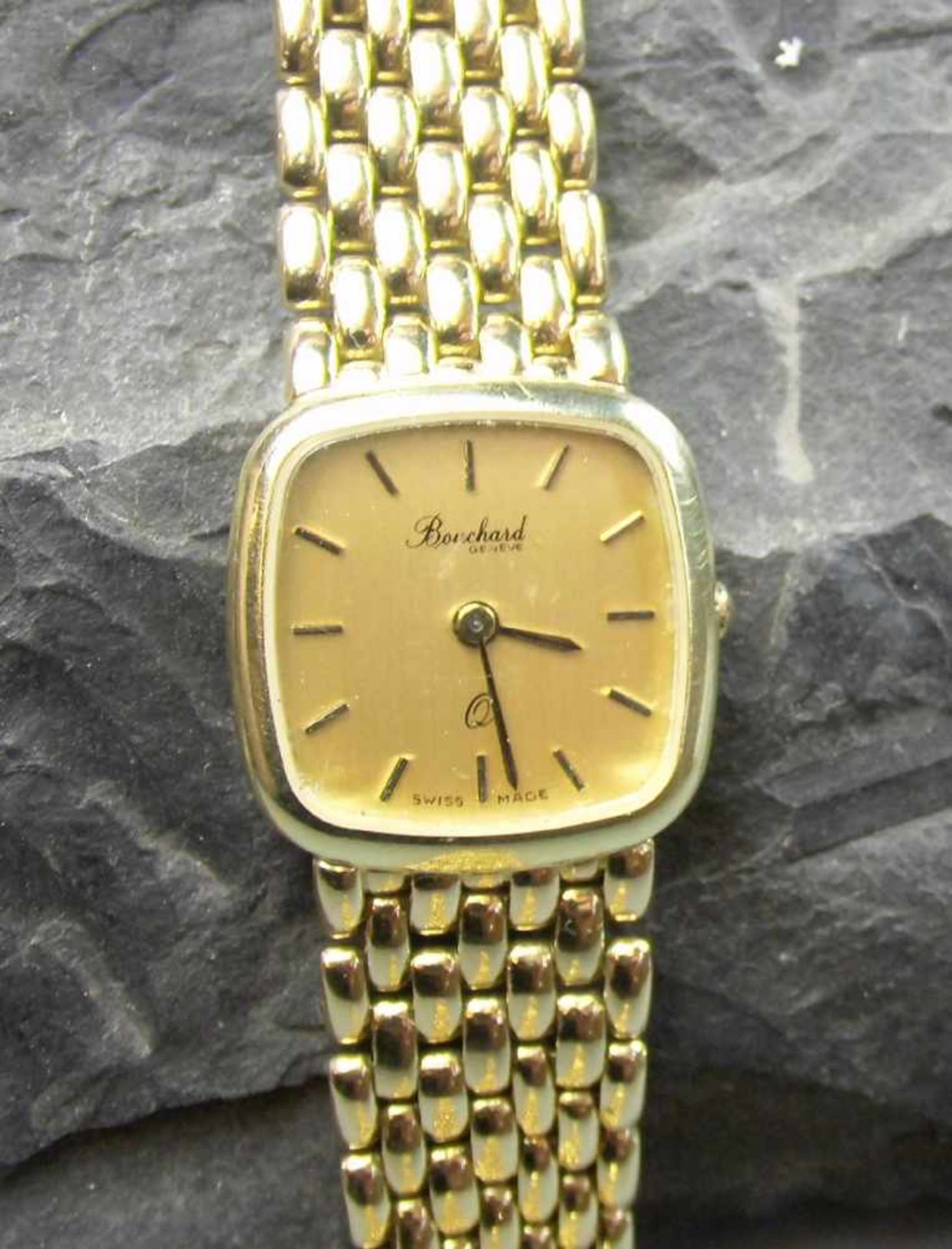 DAMENUHR "Bouchard Geneve" / wristwatch, Armband und Gehäuse aus 585er Gelbgold (insgesamt 35,4