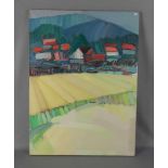 MIELCZAREK (20. Jh.), Gemälde / painting: "Spätsommerliche Landschaft mit Getreidefeld und