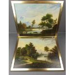 MONOGRAMMIST (18./19. Jh.; A. D.), Paar Gemälde / paintings: "Weite Landschaften mit Flusslauf und