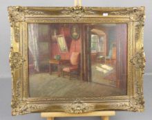 UHL, EMIL (Brüx / Most 1864-1945 Bayrisch Gmain), Gemälde / painting: "Interieur", Öl auf Holz / oil