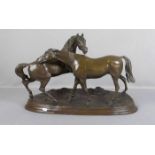 nach MENE, PIERRE-JULES (Paris 1810-1879 ebd.), Skulptur / sculpture: "Pferde auf der Weide",